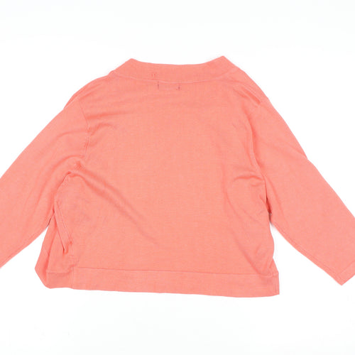 C.M.D Womens Pink 3/4 Sleeve Knit Open Cardigan L