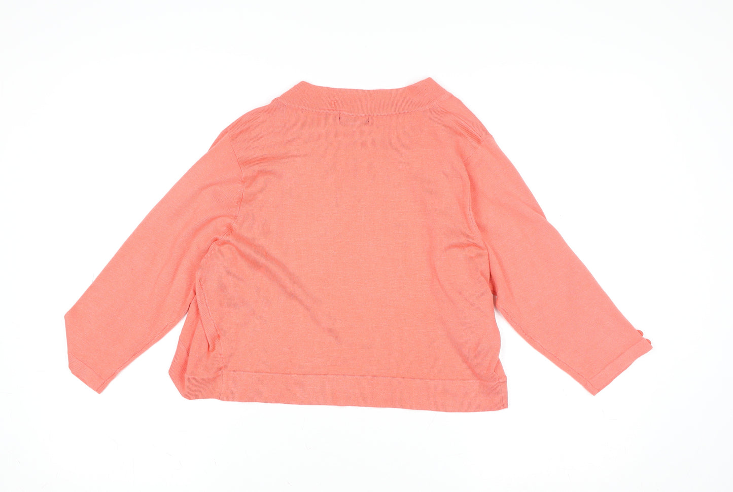C.M.D Womens Pink 3/4 Sleeve Knit Open Cardigan L