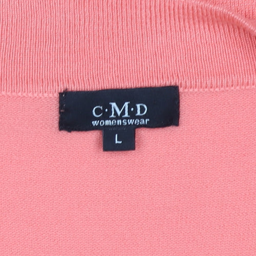 C.M.D Womens Pink 3/4 Sleeve Knit Open Cardigan L