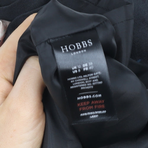 Hobbs Women Black Floral Sheath Dress UK12 Sleeveless Knee Length