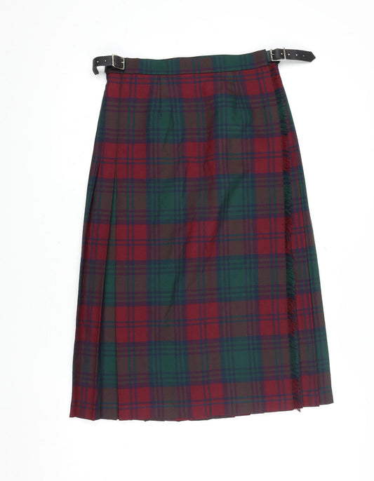 James Pringle Weavers Women's Multicoloured Pleated Tartan Skirt Size 10