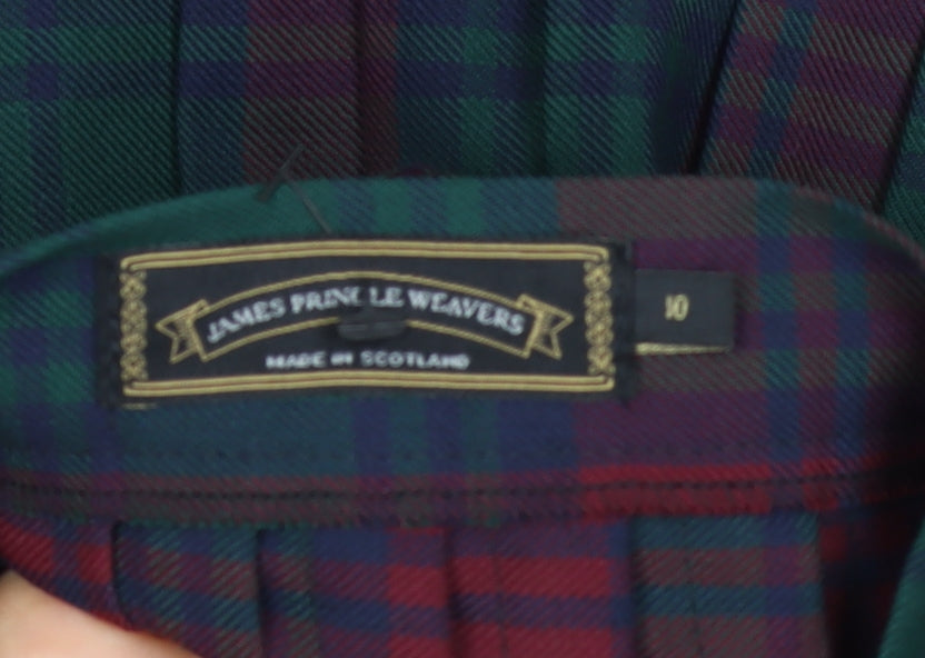 James Pringle Weavers Women's Multicoloured Pleated Tartan Skirt Size 10