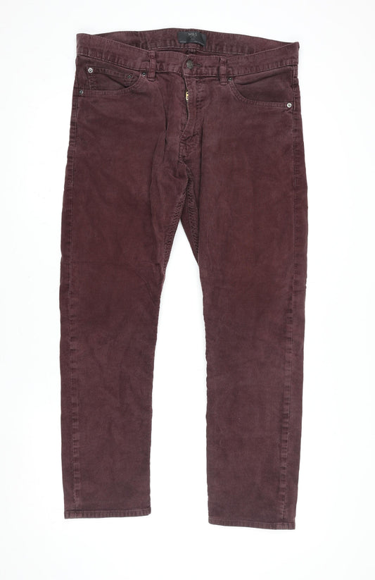 Marks and Spencer Men's Brown Slim Fit Corduroy Jeans 34W 29L