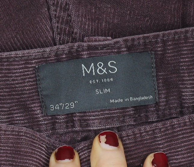 Marks and Spencer Men's Brown Slim Fit Corduroy Jeans 34W 29L