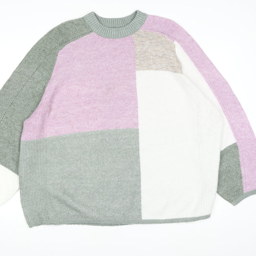 NEXT Women's Multicoloured XL Crew Neck Relaxed Fit Block Knit Jumper