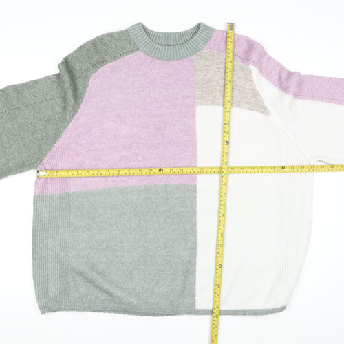 NEXT Women's Multicoloured XL Crew Neck Relaxed Fit Block Knit Jumper