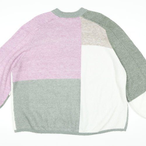 NEXT Women's Multicoloured XL Crew Neck Relaxed Fit Block Knit Jumper