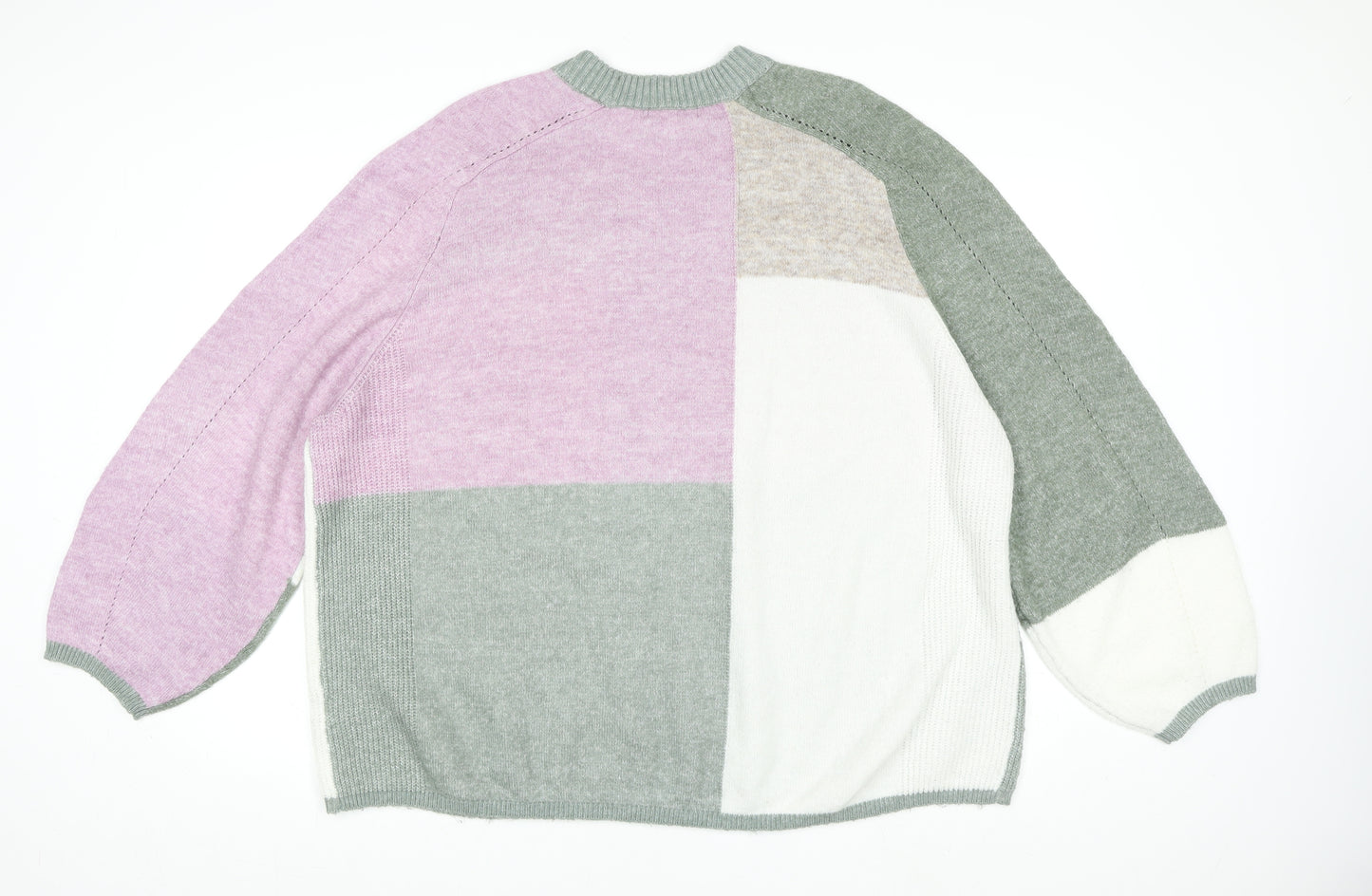 NEXT Women's Multicoloured XL Crew Neck Relaxed Fit Block Knit Jumper