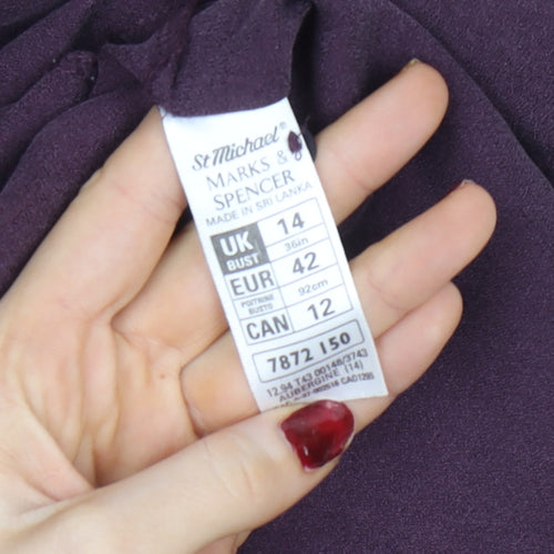 Marks and Spencer Women’s Purple Linen Kimono Blouse UK 14