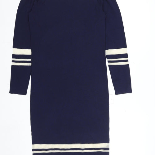 Very Women’s Blue Knit Bodycon Dress Size 12 Long Sleeve