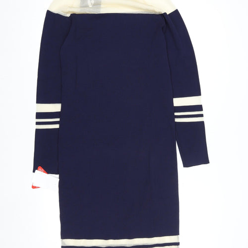 Very Women’s Blue Knit Bodycon Dress Size 12 Long Sleeve