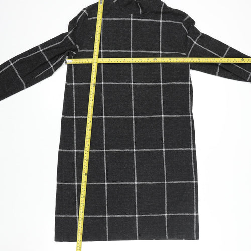 Marks and Spencer Women Grey Check Knit Shift Dress Size 10