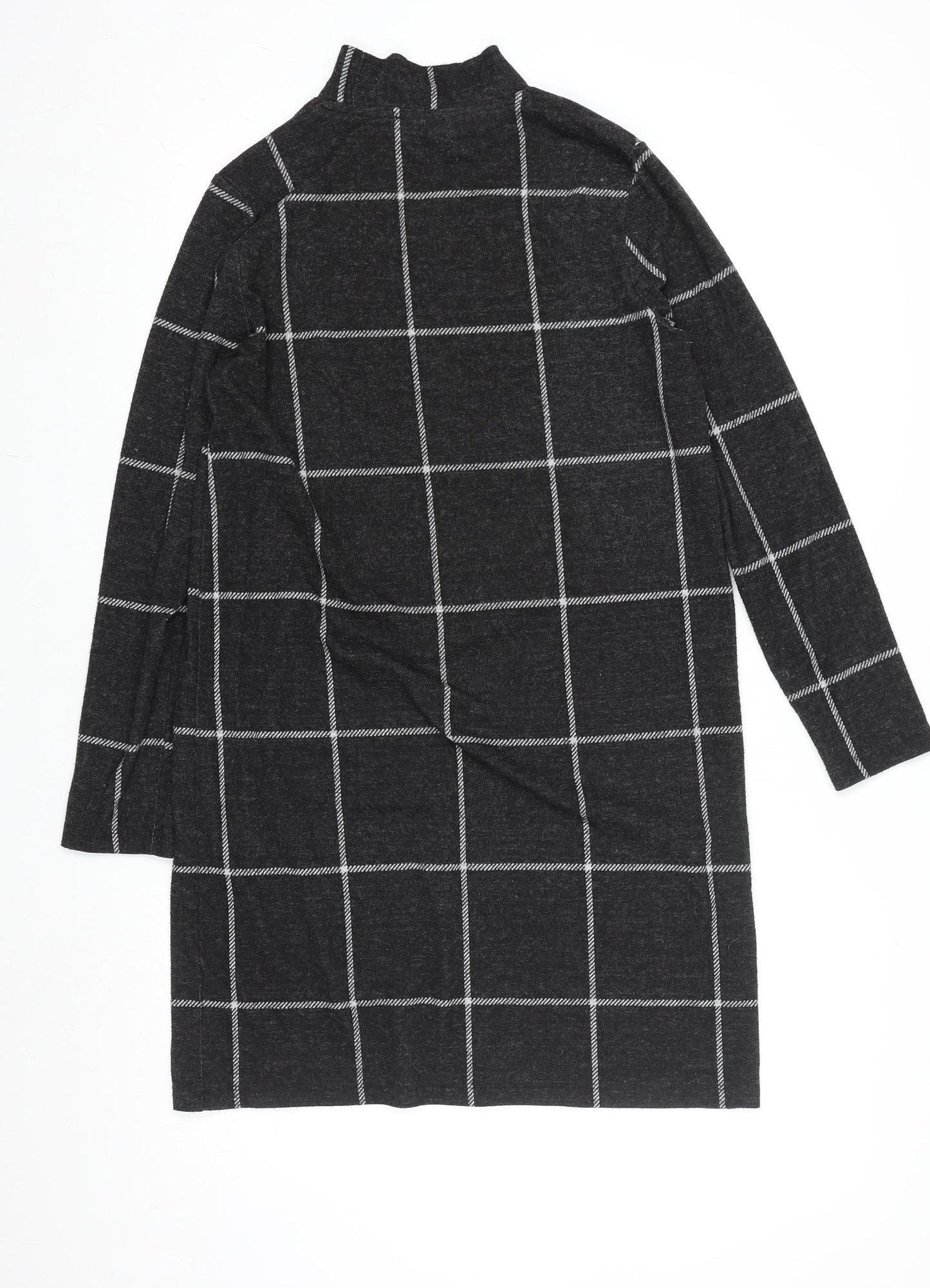 Marks and Spencer Women Grey Check Knit Shift Dress Size 10