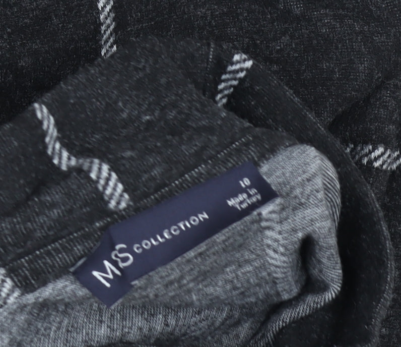 Marks and Spencer Women Grey Check Knit Shift Dress Size 10