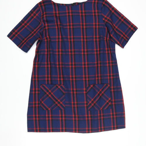 Dorothy Perkins Women Blue Check Shift Dress Size 16