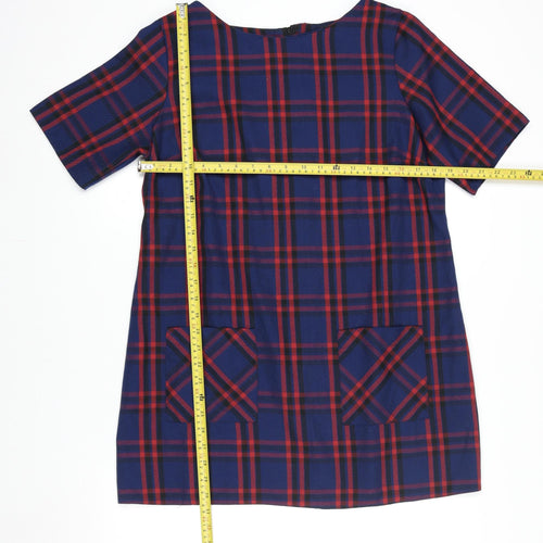 Dorothy Perkins Women Blue Check Shift Dress Size 16