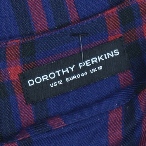 Dorothy Perkins Women Blue Check Shift Dress Size 16