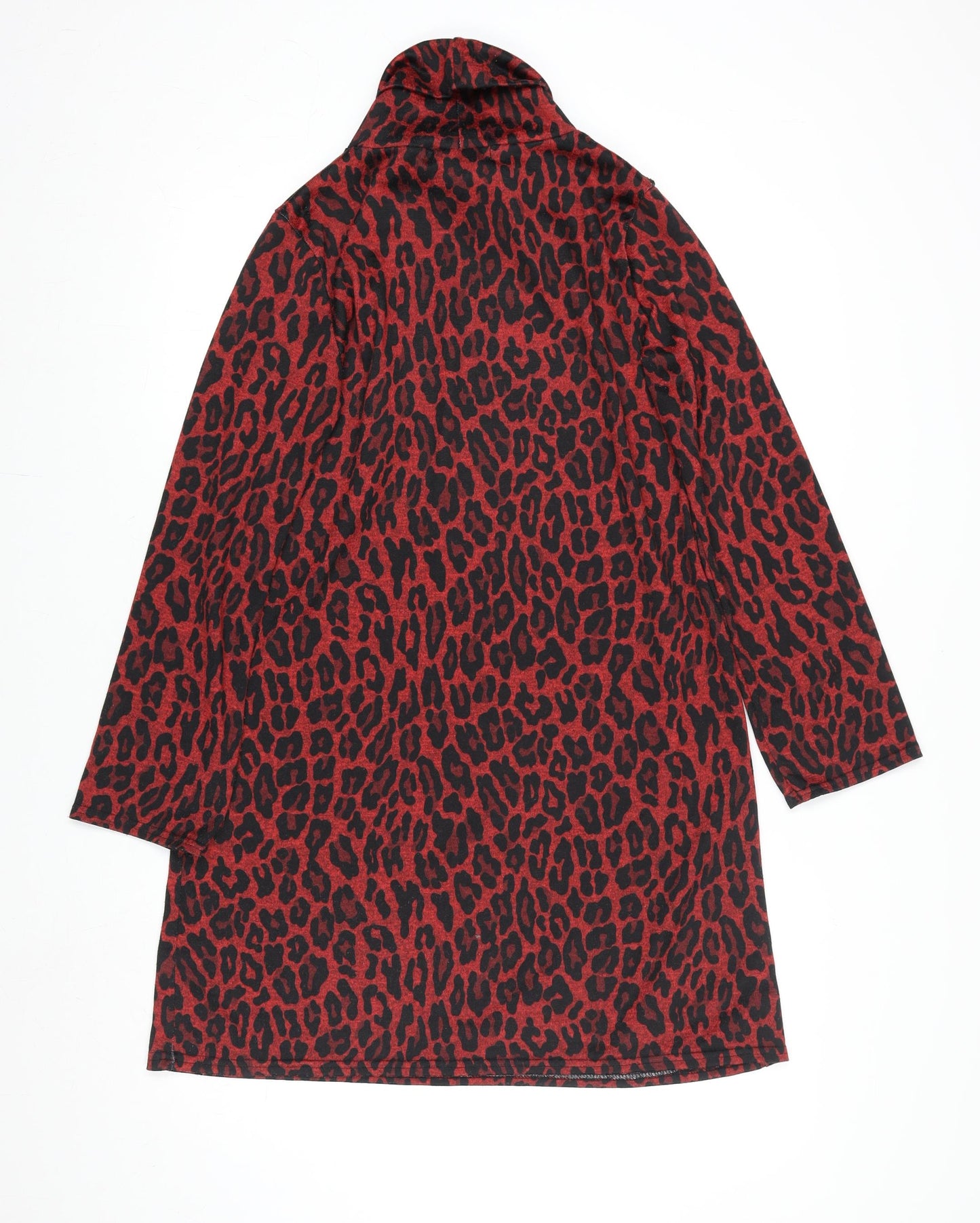 V by Very Women Red Animal Print Shift Dress Size 10 Long Sleeve