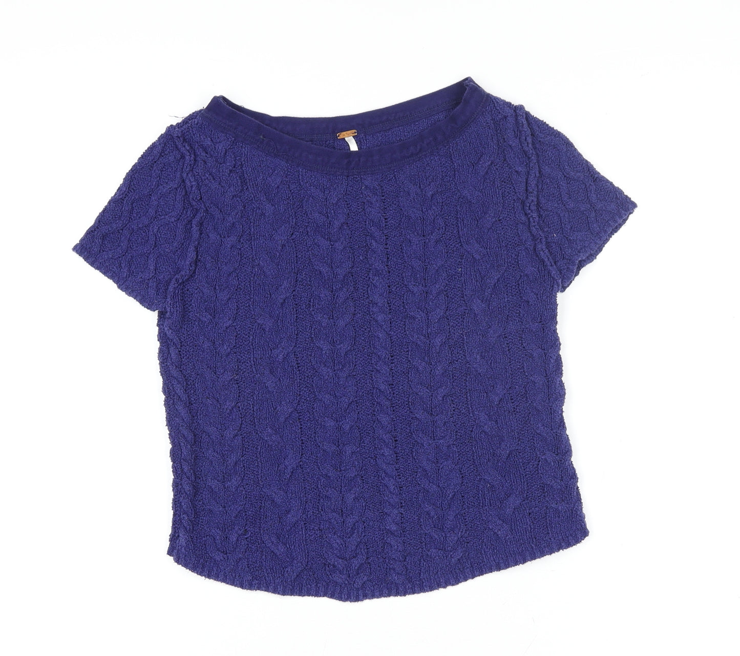 Marc O’Polo Women’s Blue Cable Knit Short Sleeve Boat Neck Blouse XS