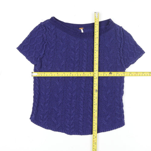 Marc O’Polo Women’s Blue Cable Knit Short Sleeve Boat Neck Blouse XS