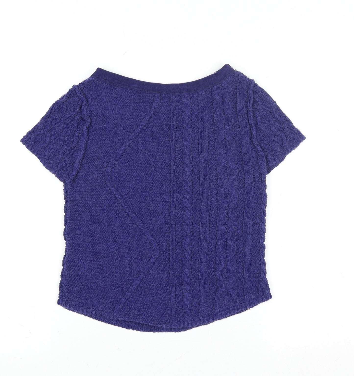Marc O’Polo Women’s Blue Cable Knit Short Sleeve Boat Neck Blouse XS
