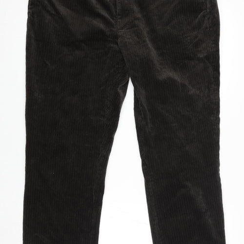 Marks and Spencer Men’s Brown Corduroy Regular Fit Trousers 40W 29L