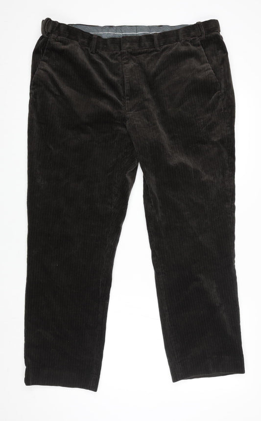 Marks and Spencer Men’s Brown Corduroy Regular Fit Trousers 40W 29L
