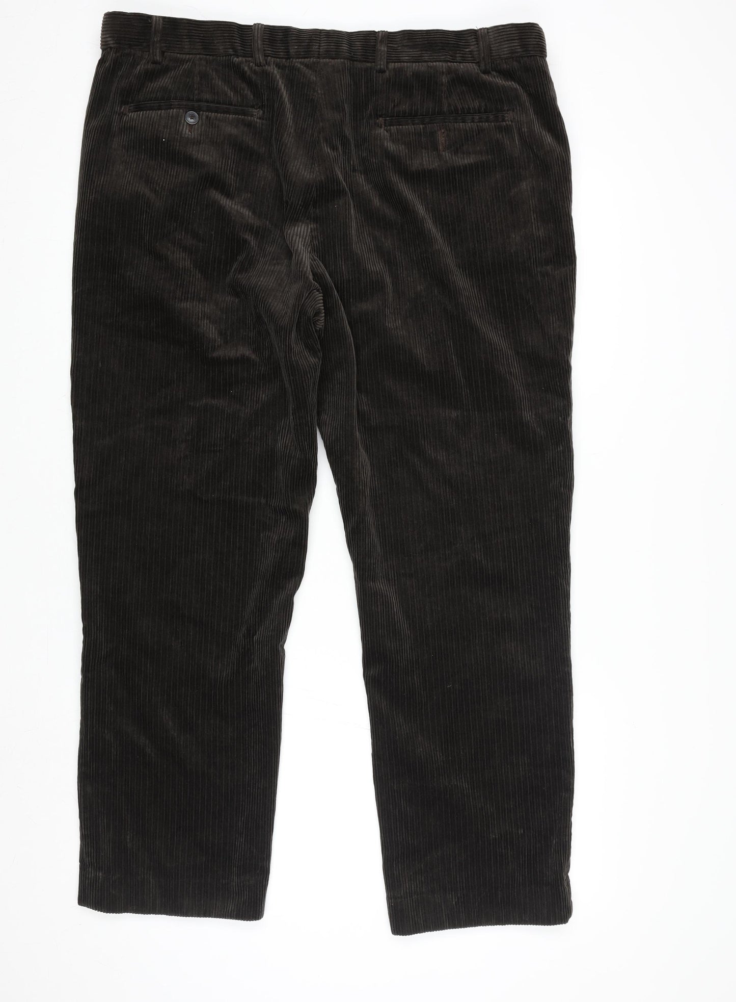 Marks and Spencer Men’s Brown Corduroy Regular Fit Trousers 40W 29L