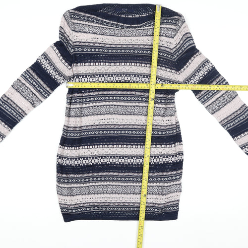 Next Women’s Blue Fair Isle Knit Jumper Dress Size 10 Long Sleeve