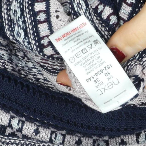 Next Women’s Blue Fair Isle Knit Jumper Dress Size 10 Long Sleeve