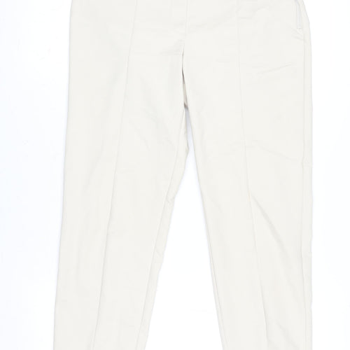 Mango Women Beige Cotton Stretch Tailored Trousers Size 12