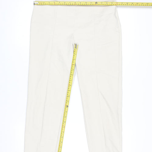 Mango Women Beige Cotton Stretch Tailored Trousers Size 12