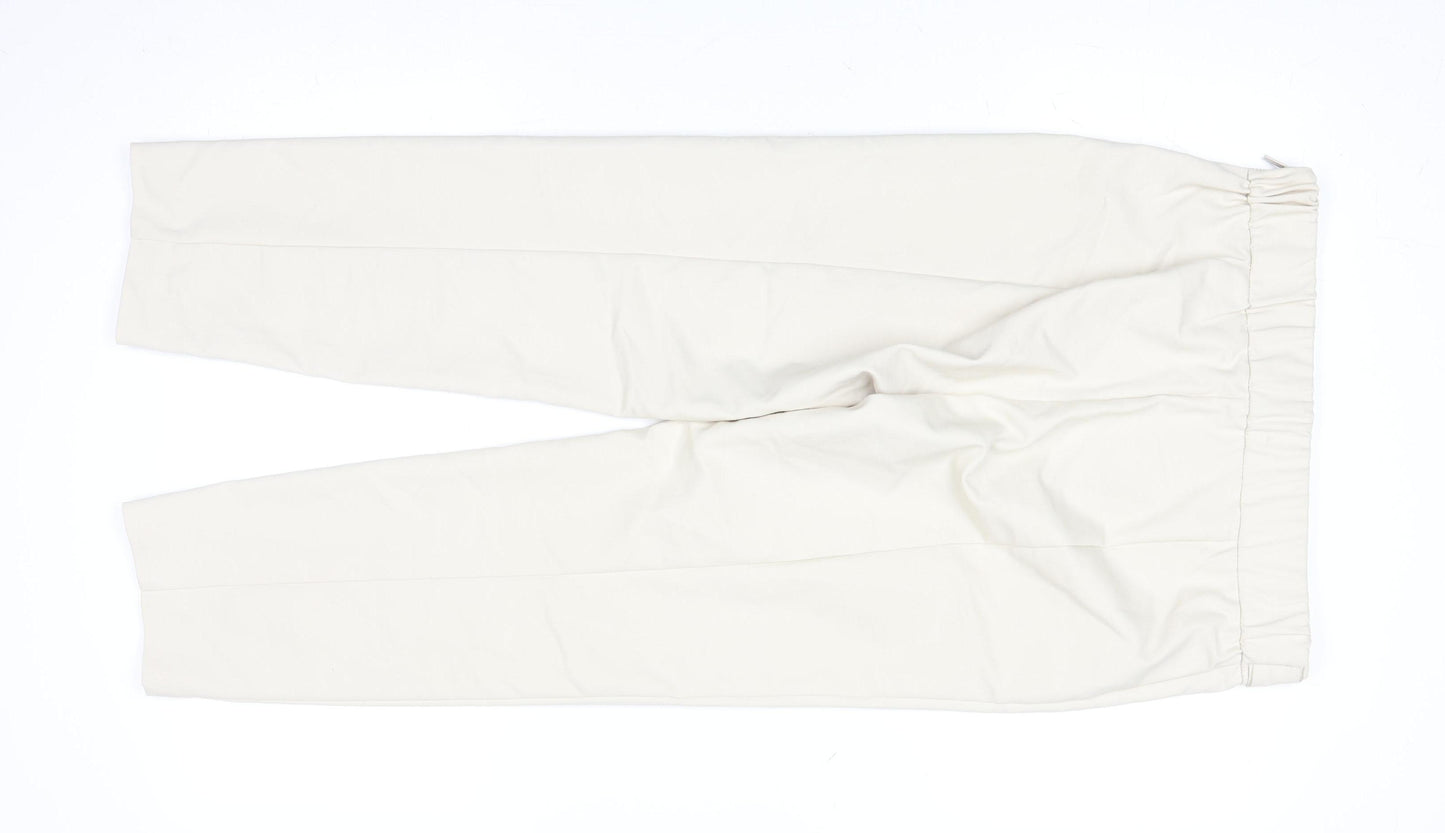 Mango Women Beige Cotton Stretch Tailored Trousers Size 12