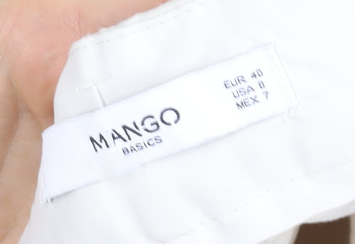 Mango Women Beige Cotton Stretch Tailored Trousers Size 12