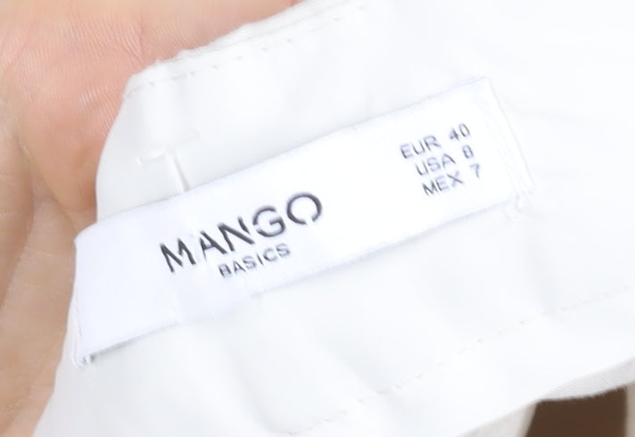 Mango Women Beige Cotton Stretch Tailored Trousers Size 12