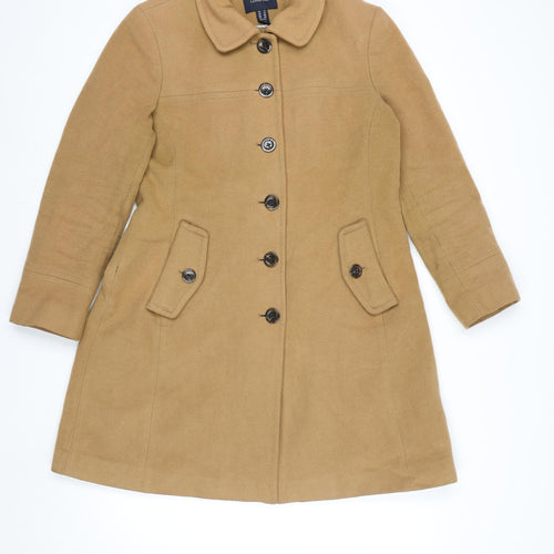 Lands' End Women's Beige Wool Cashmere Blend Mid-Length Pea Coat Size 12 Petite