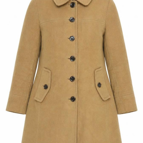 Lands' End Women's Beige Wool Cashmere Blend Mid-Length Pea Coat Size 12 Petite
