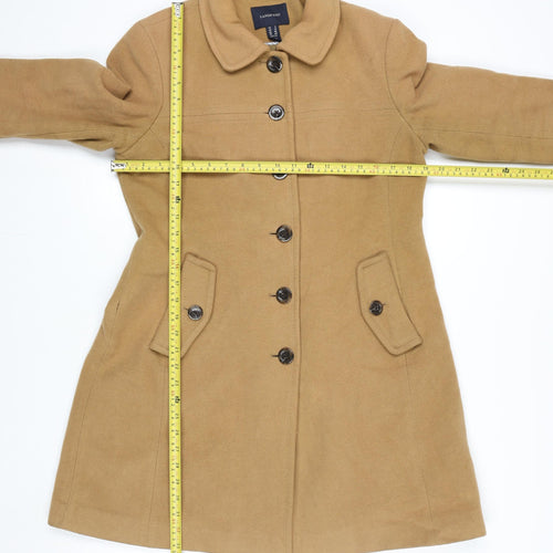 Lands' End Women's Beige Wool Cashmere Blend Mid-Length Pea Coat Size 12 Petite