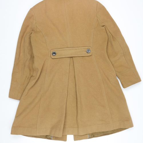 Lands' End Women's Beige Wool Cashmere Blend Mid-Length Pea Coat Size 12 Petite