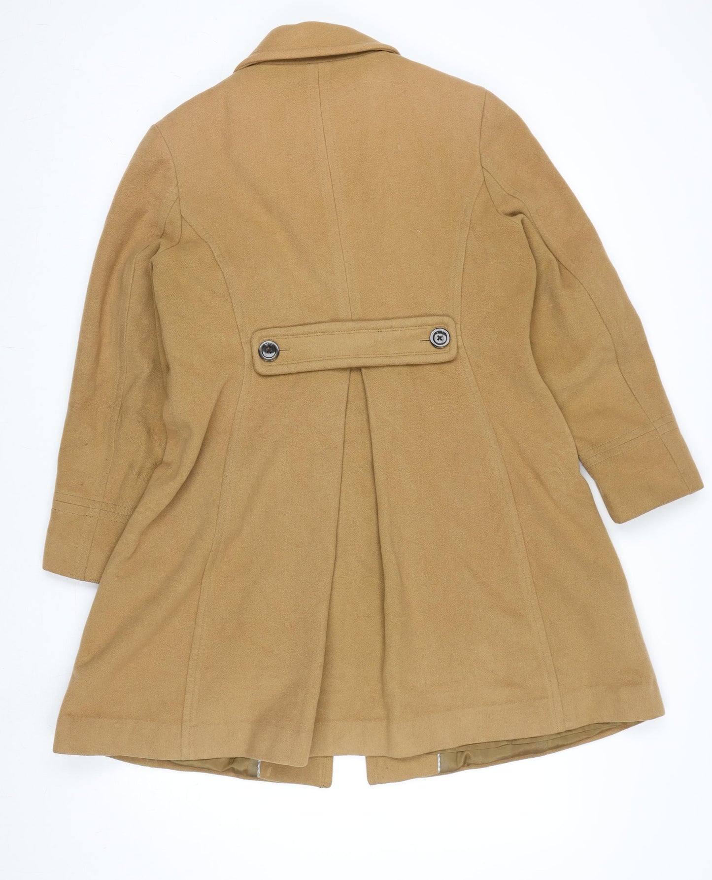 Lands' End Women's Beige Wool Cashmere Blend Mid-Length Pea Coat Size 12 Petite