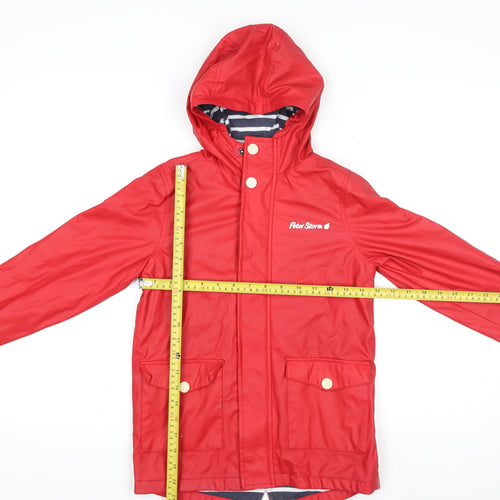 Peter Storm Boys Red Waterproof Hooded Rain Coat Jacket 9-10 Years
