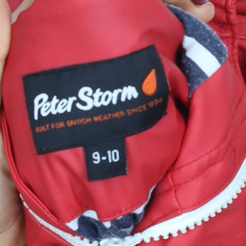 Peter Storm Boys Red Waterproof Hooded Rain Coat Jacket 9-10 Years