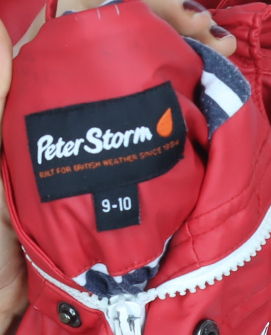 Peter Storm Boys Red Waterproof Hooded Rain Coat Jacket 9-10 Years