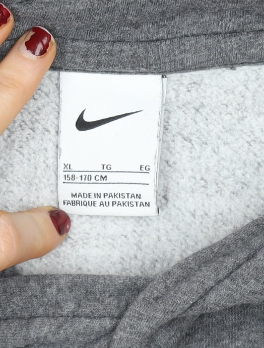 Nike Teens Grey XL Pullover Hoodie with Logo and Kangaroo Pocket