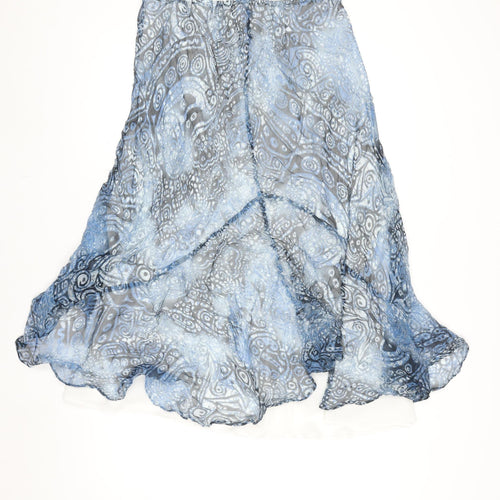 Windsmoor Womens Blue Geometric Flare Midi Chiffon Skirt Size 12
