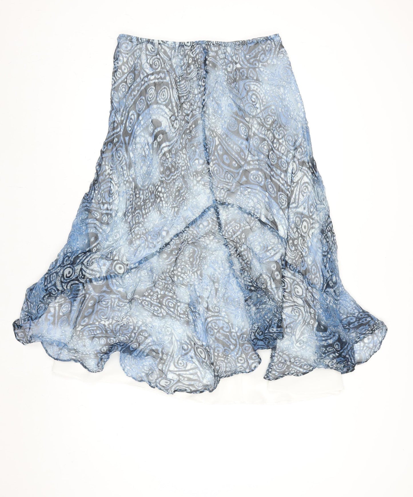 Windsmoor Womens Blue Geometric Flare Midi Chiffon Skirt Size 12