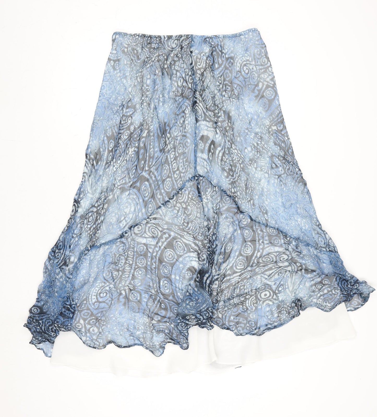 Windsmoor Womens Blue Geometric Flare Midi Chiffon Skirt Size 12