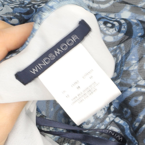 Windsmoor Womens Blue Geometric Flare Midi Chiffon Skirt Size 12