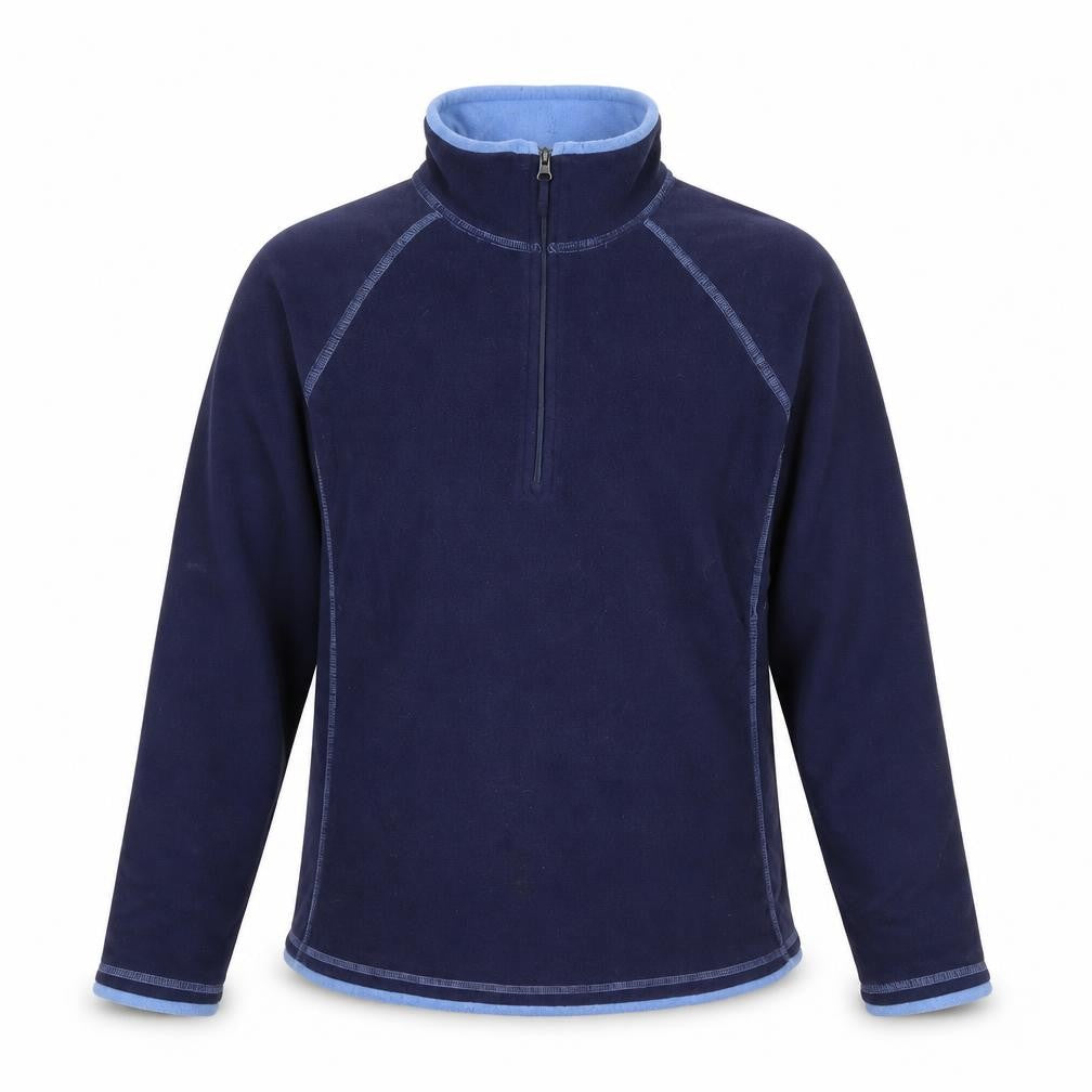 Front view of Mountain Warehouse Men's Blue Fleece Half Zip Jacket, size S