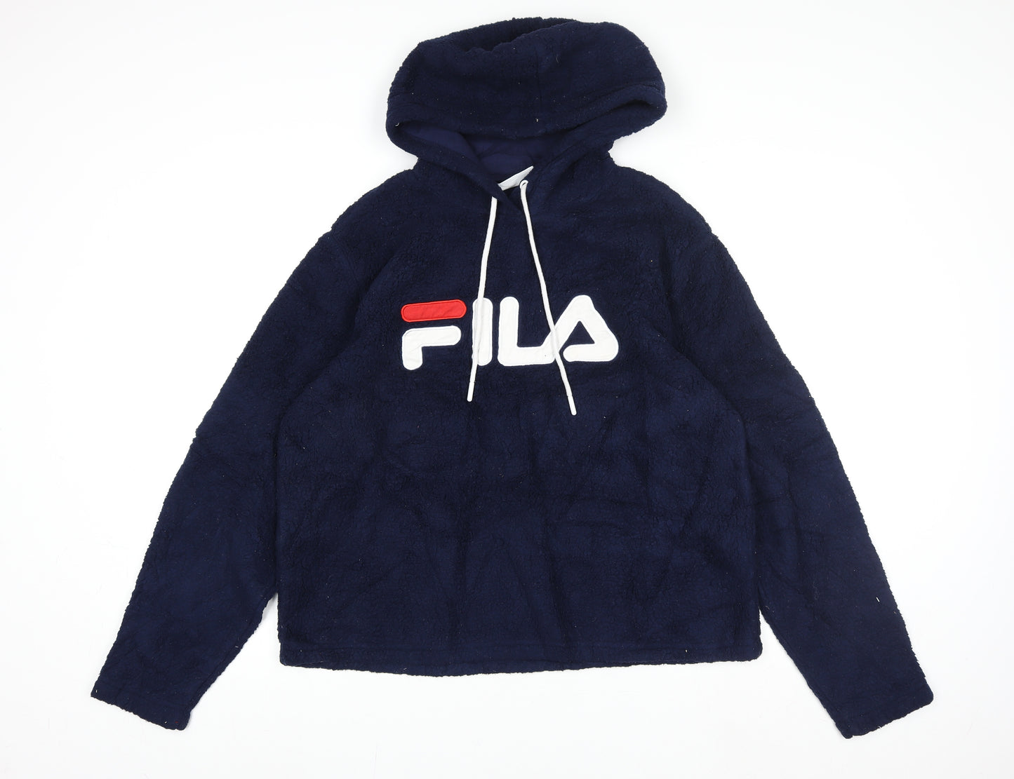 FILA Women's Navy Blue L Full Zip Hoodie Fleece Logo Sweatshirt
